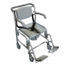 Shower and commode chair with casters