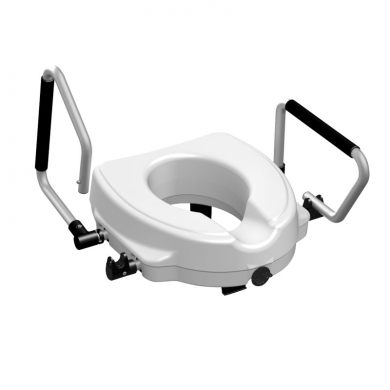 Toilet lift with central screw and folding armrests