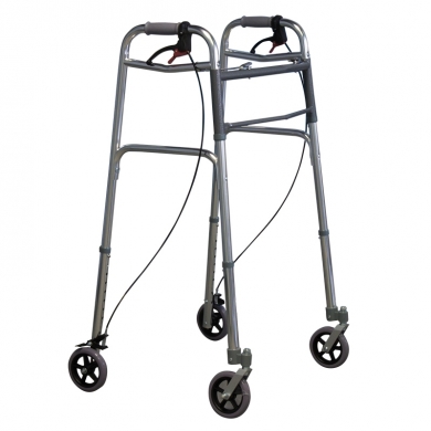 Folding aluminum walker with brakes