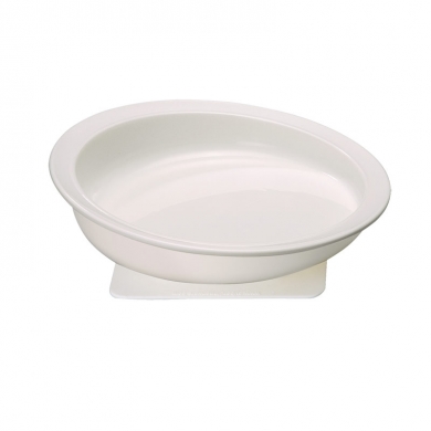 Plate with sloped bottom and suction base